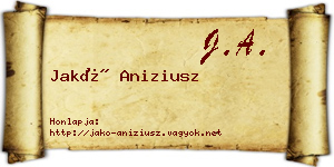 Jakó Aniziusz névjegykártya